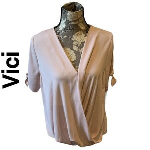 VICI NAKED ZEBRA Blush Pink Charismatic Drape Blouse size large